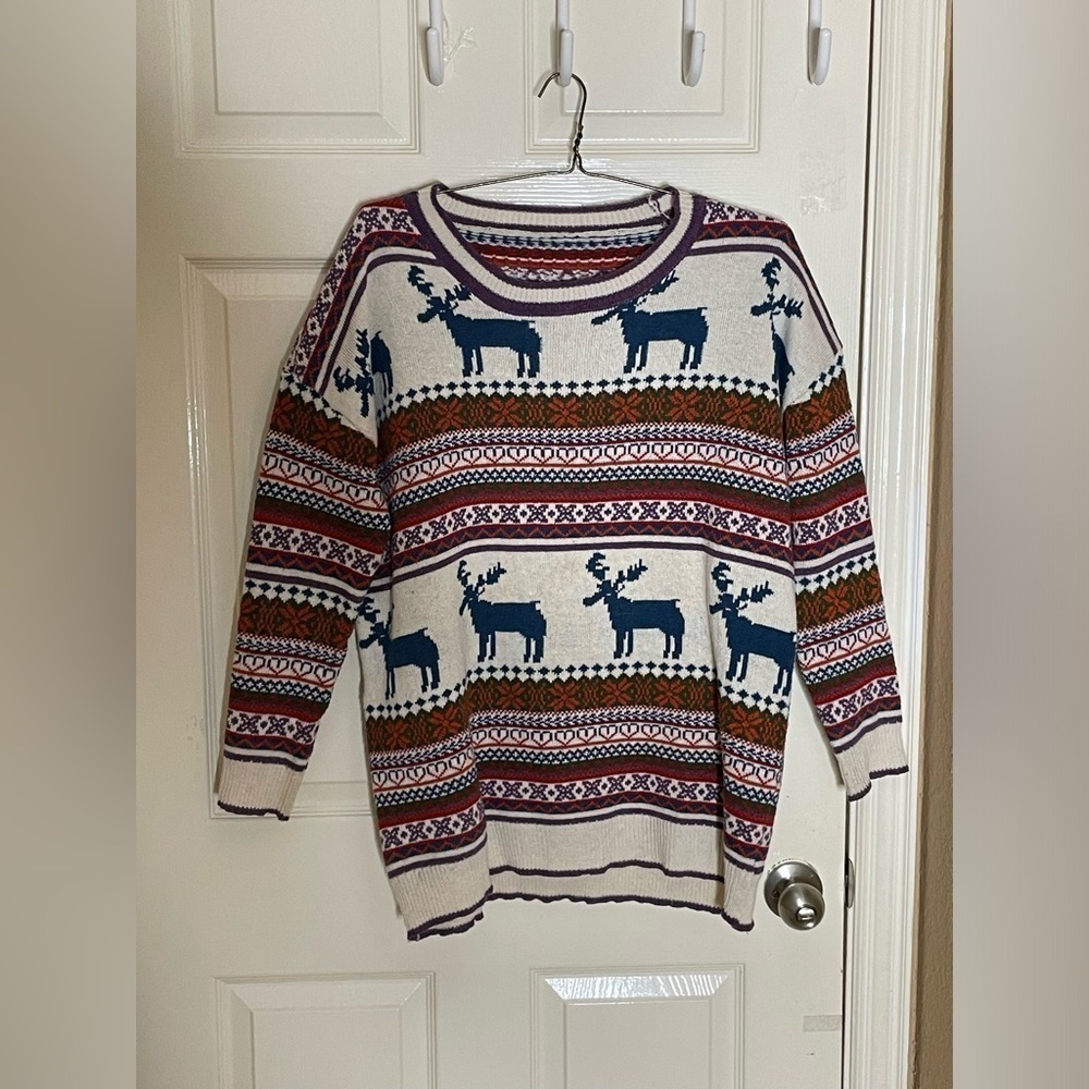 Vogue Of Eden Nordic Reindeer Moose Sweater Size L-XL Womens READ Fair Isle‌‌‌‍‍ - Picture 8 of 8